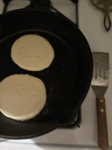 pancakes in cast iron skillet