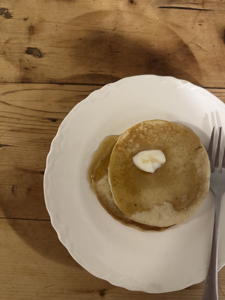 pancakes in cast iron skillet