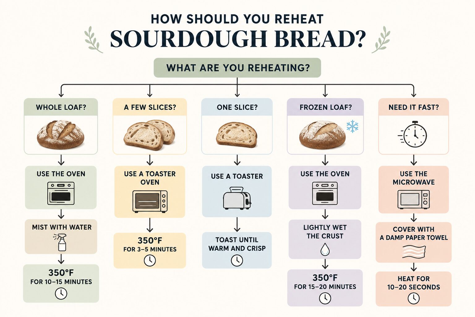 reheating sourdough bread chart