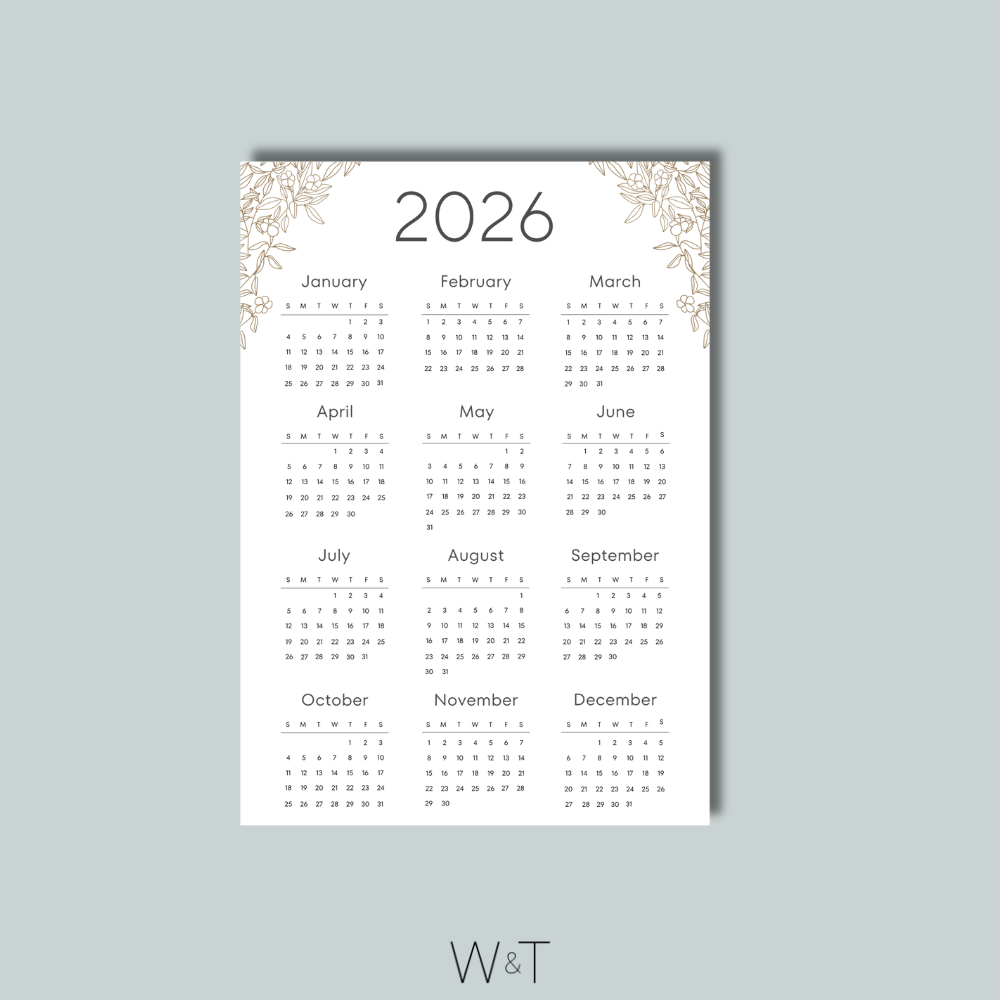 2026 calendar