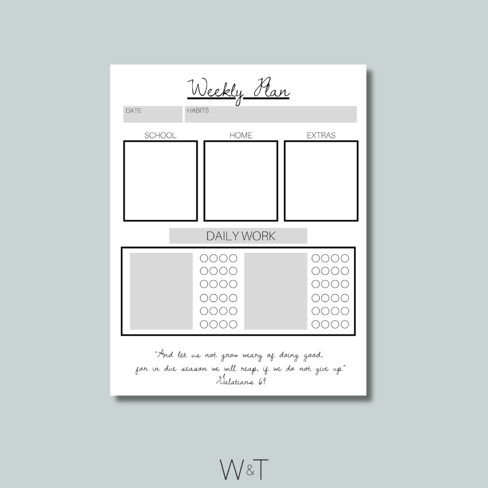 weekly homeschool planner